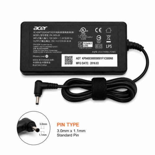 Acer 45W Laptop Charger 19V 2.37A | Small Pin Acer 45W Original Laptop Power Adapter 19V 2.37A Small Pin with Power Cable