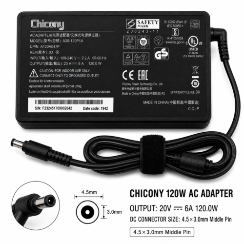 Chicony 180W Laptop Power Adapter 20V 9A 4.5×3.0mm Middle Pin