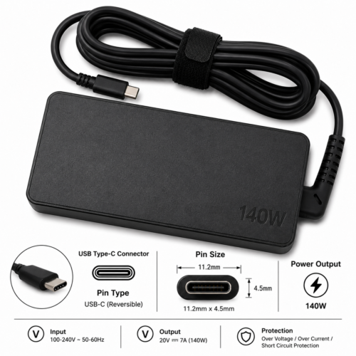 Lenovo 170W Laptop Power Adapter 20V 8.5A USB Type with Power Cable