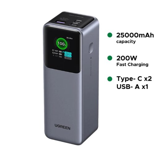 UGREEN Nexode PB722 25000mAh 200W power bank front view
