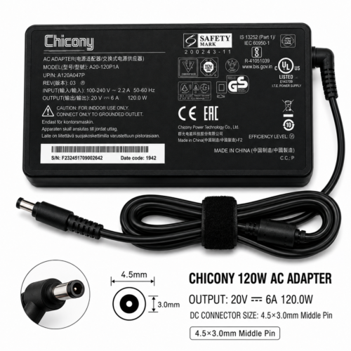 Chicony 150W Laptop Power Adapter 19.5V 7.7A 4.5×3.0mm Middle Pin