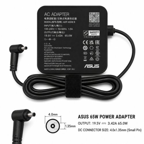 ASUS 65W Laptop Power Adapter 19.5V 3.42A 4.0×1.35mm Small Pin
