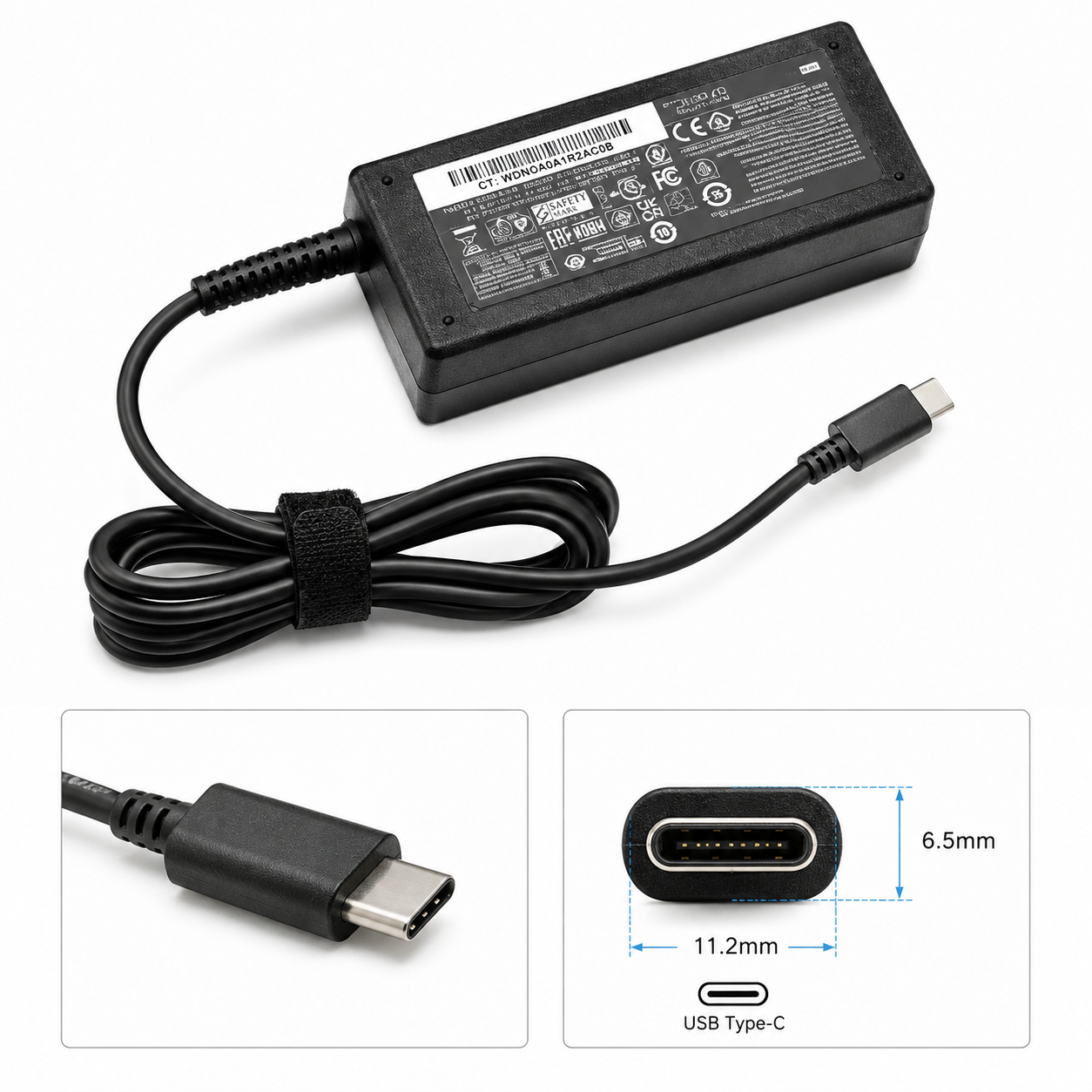 HP 65W Type-C Laptop Charger 20V 3.25A USB-C Power Adapter
