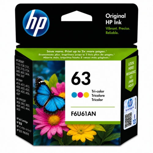 HP 63 Tri-Color Ink Cartridge (F6U61AN)