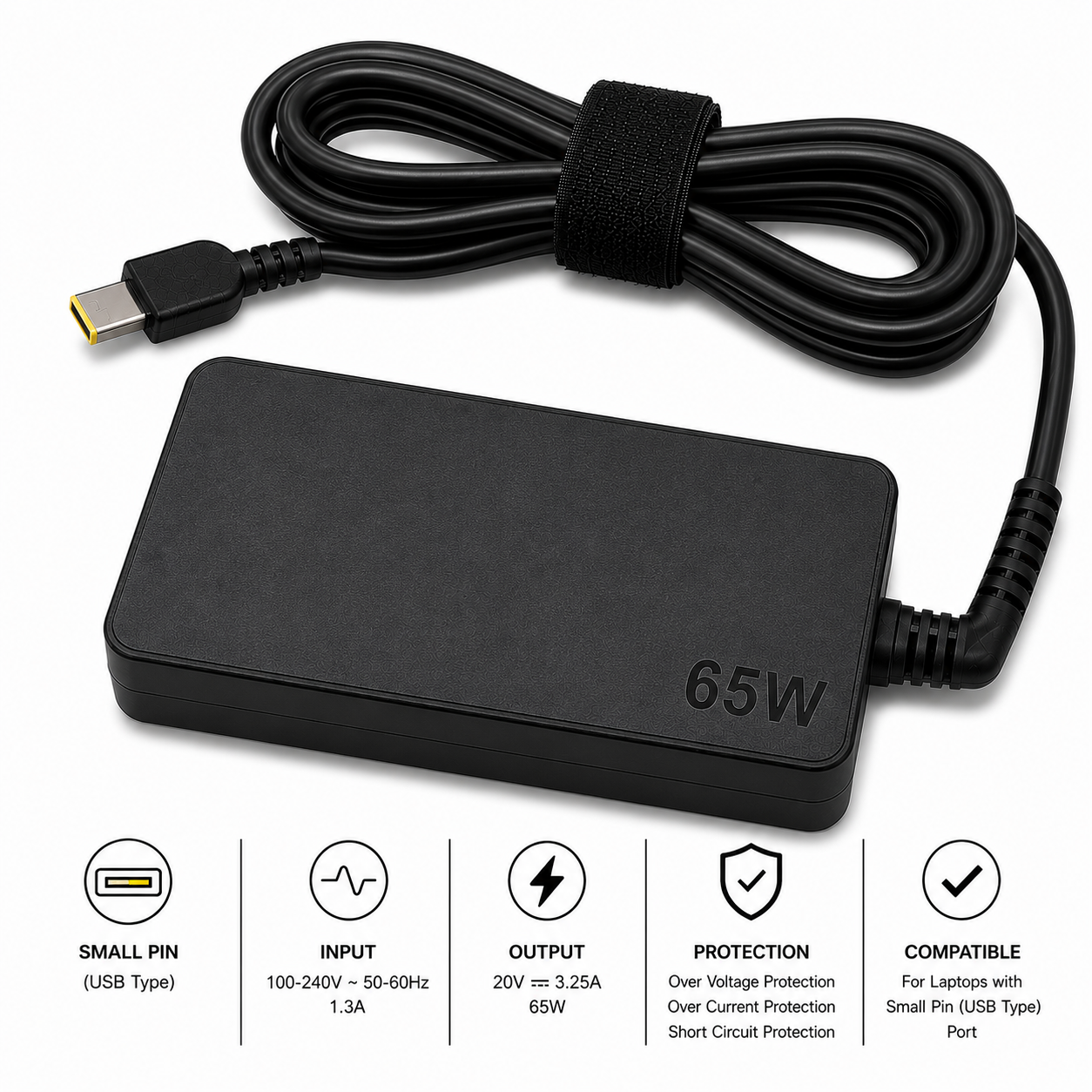 Lenovo 65W USB-C Laptop Charger 20V 3.25A | Type-C Adapter - Image 2