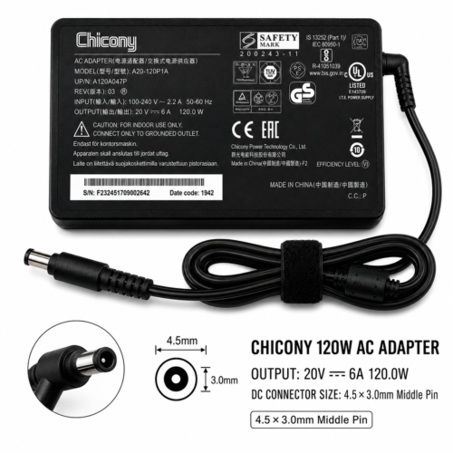 Chicony 180W Laptop Power Adapter 20V 9A 5.5×2.5mm Big Pin with Power Cable