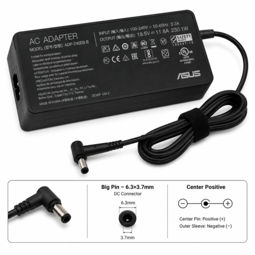 ASUS 240W Laptop Power Adapter 20V 14A 6.3×3.7mm with Power Cable