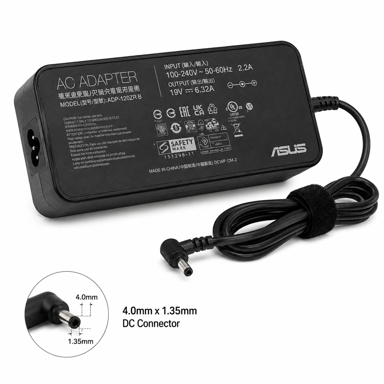 ASUS 120W Laptop Power Adapter 19V 6.32A 4.5×3.0mm with Power Cable