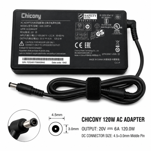 Chicony 135W Laptop Power Adapter 20V 6.92A 5.5×2.5mm Big Pin with Power Cable